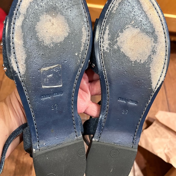Authentic Miu Miu rhinestone denim sandals - Picture 3 of 7